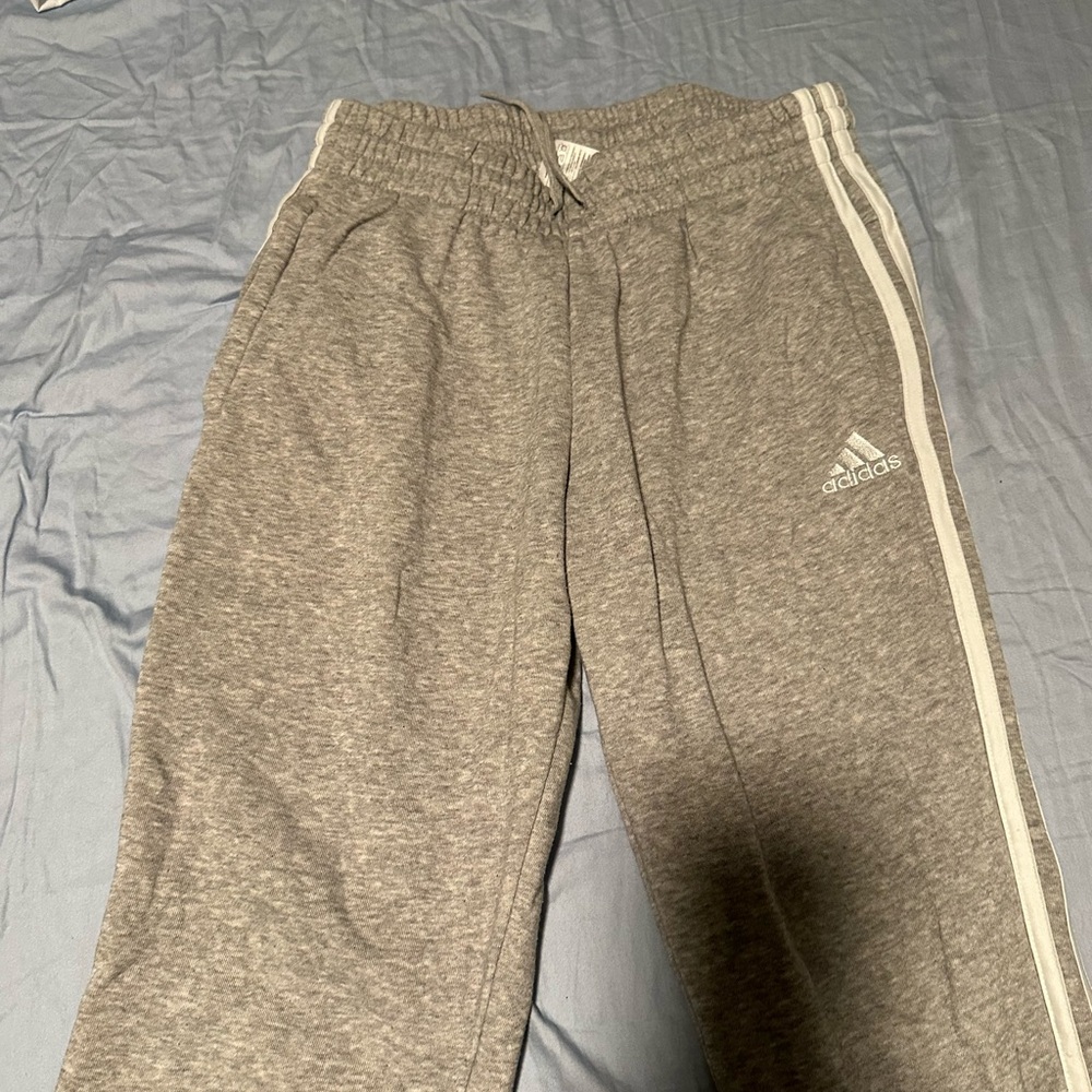 (2/$20) Adidas Gray Sweatpants with Signature Stripes